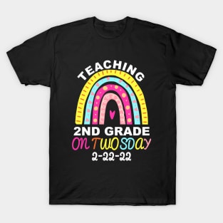 Teaching 2nd Grade On Twosday 2/22/2022 Funny School Teacher T-Shirt